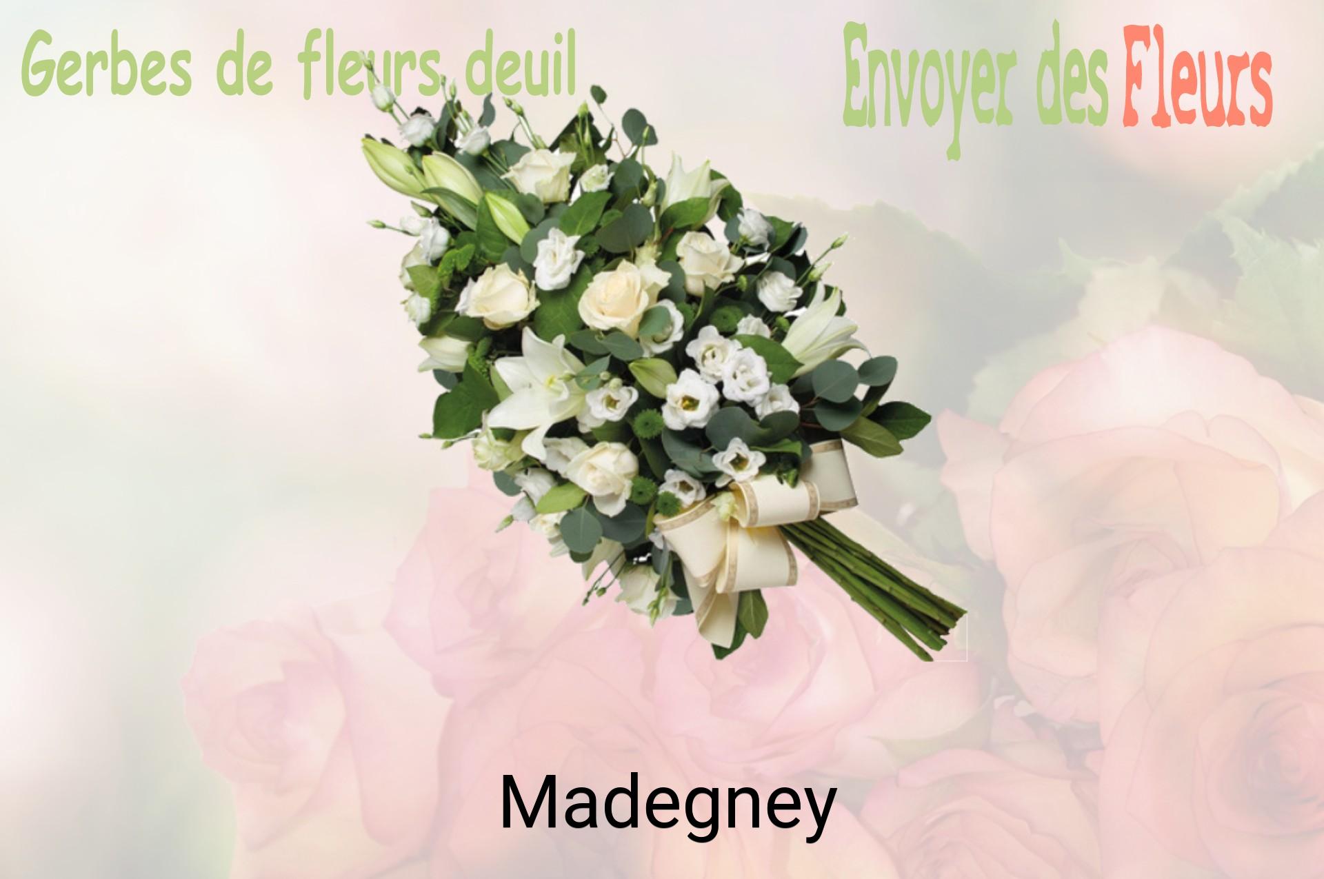Gerbe de fleurs de deuil livrée à Madegney